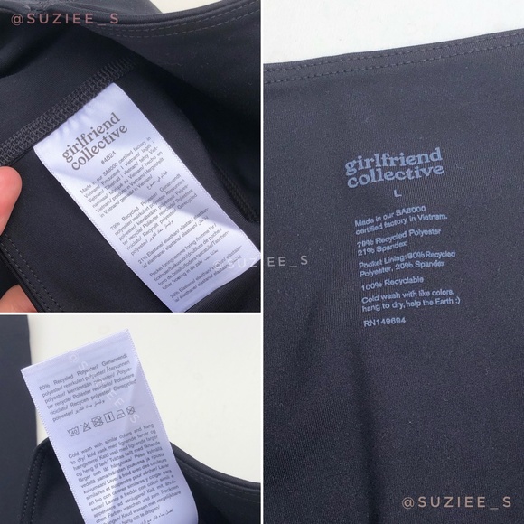 Girlfriend Collective Leggings Pocket High Rise Compressive 7/8 Black Large NWT - Picture 13 of 15